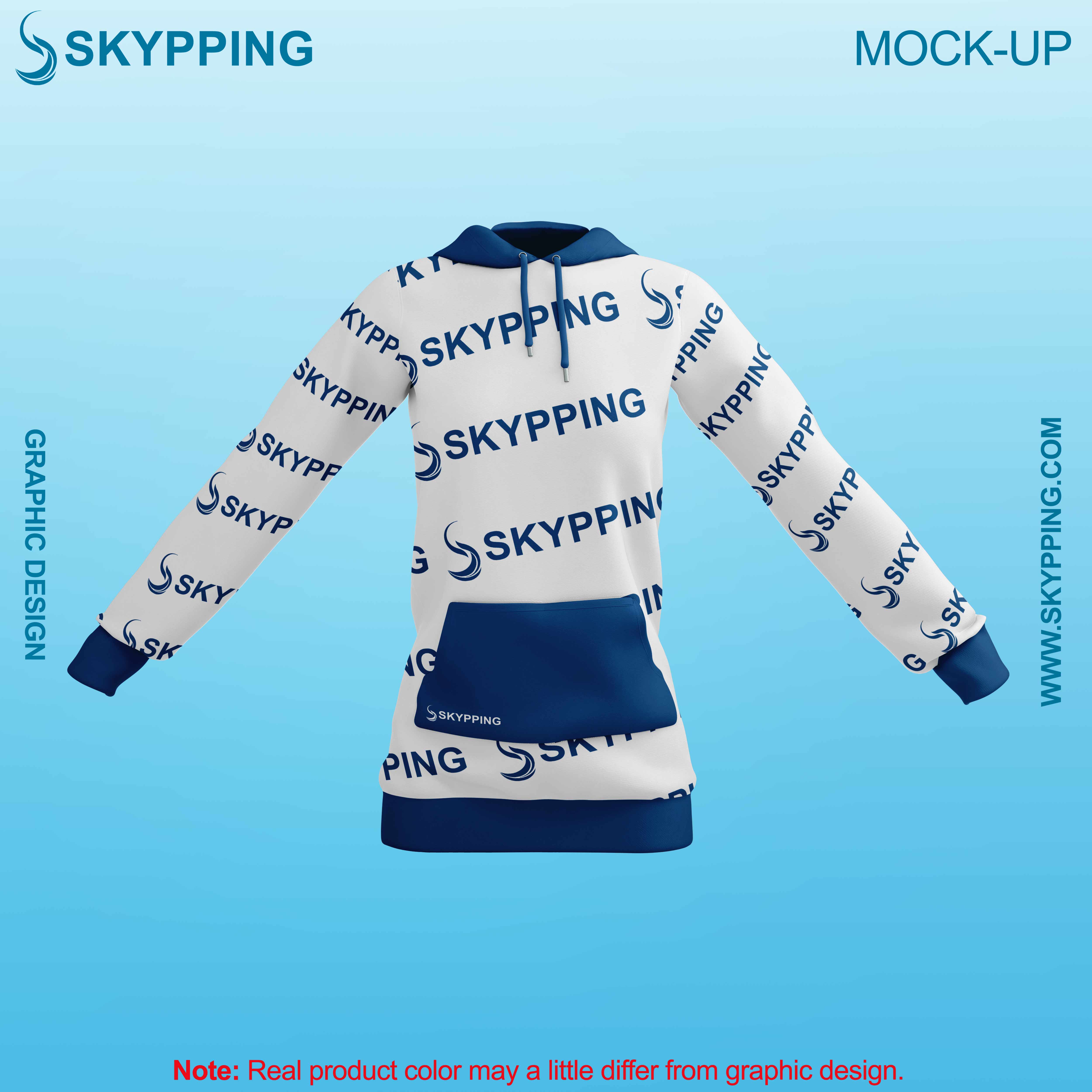 White Combo Pull Over Hoodie with Kangroo Pockets for Women